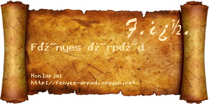 Fényes Árpád névjegykártya